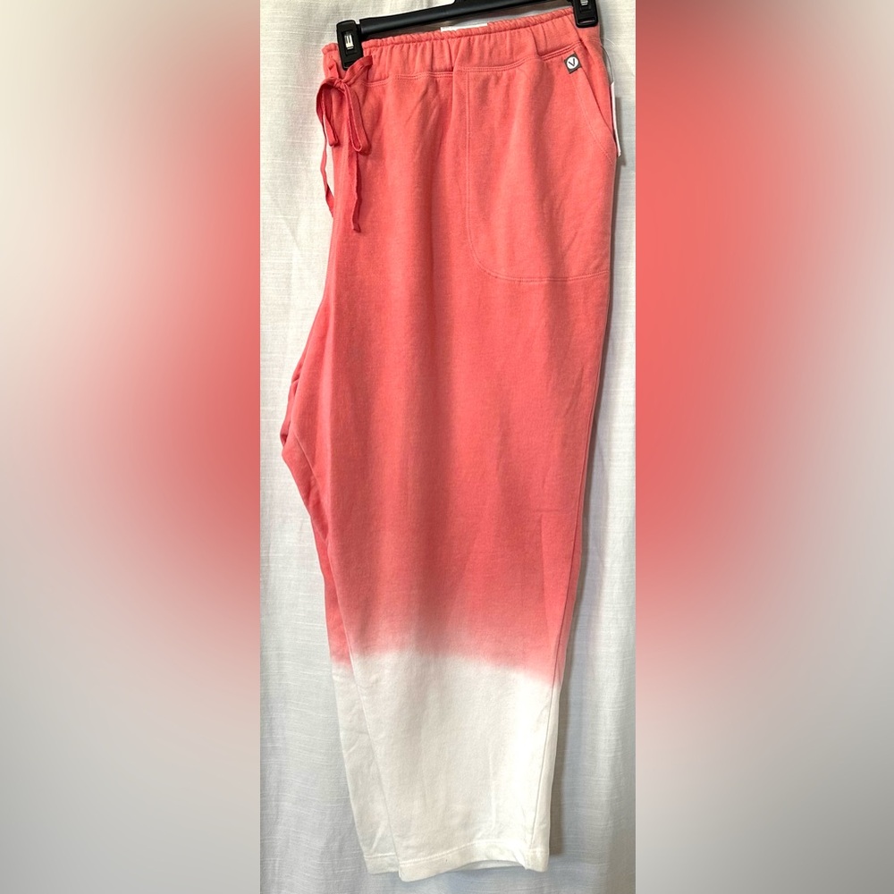 LIVI By Lane Bryant Women’s Peach/White Color Block Sweatpants Plus Size Jogger - Picture 3 of 11
